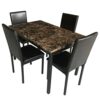 DINGZZ Furniture 5 Piece Metal Dining Set Includes 1 Faux Marble Top Dining Table + 4 Black Dining Chair Seats