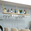 EYLINK Wall Mounted Wine Rack Ceiling Hanging Wine Rack/Plant Rack Roof Wall Hanging Rack European-Style Metal Wine Glass Rack Bar Kitchen Bedroo