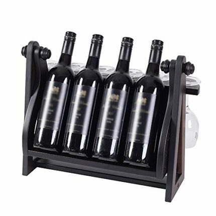 PIBM Swing Wooden Wine Rack | Creative European Wine Rack | Grape Wood Wine Rack Fashion Creative Wine Glass Rack | Upside down Wine Cabinet Deco