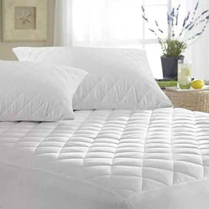 Brit Diamonds 40cm Deep Quilted Mattress Protector Breathable Anti Allergy Noiseless Fitted Mattress Cover Pad Single Double King Super King Bed