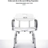 taimowei Bathroom Toilet Step Stool Lightweight Shower Stool, Height Adjustable Removable Back Concave Stool Surface with Armrests Backrest with