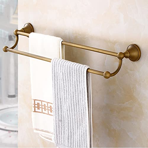 HIGOH Towel Racks, Towel Rail for Bathroom,Antique Brass Towel Bar Wall Mounted Bathroom Accessory Towel Holder Rod Hand Towel Holder/Double Rod/