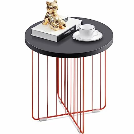 APEXCHASER End Table,Metal Side table,Round Sofa Table Nordic Style Nightstand for Bedroom,No Screws Coffee Table for Living Room