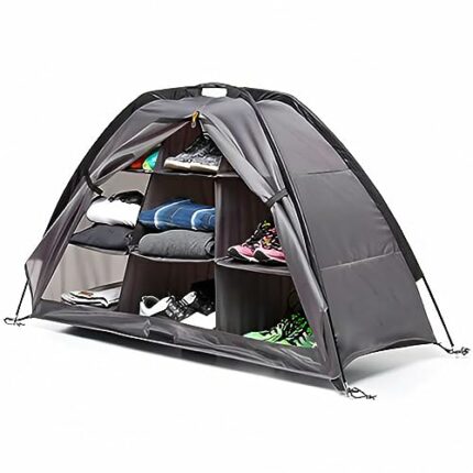 VACSAX 9 Shelves Camping Shoe Organizer, Camping Shoes Storage Organizer Foldable RV Tent, for Outdoor Travel RV Tent Clothes Organizer Large Cap