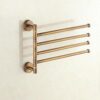 N/A Towel rack antique- 3-Bars Towel Bar Brass Active Folding Bath Towel Holder Shelf Wall Mounted Towel Rack