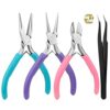 5 PCS Jewellery Pliers Set Jewellery Making Tools Mini Pliers Chain Nose Pliers Round Nose Pliers Diagonal Pliers for DIY Handmade Craft Supplies