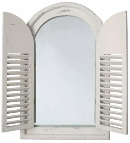 Esschert Design WD05 37 x 5 x 59cm Wood and Glass Antique Mirror with French Doors - White