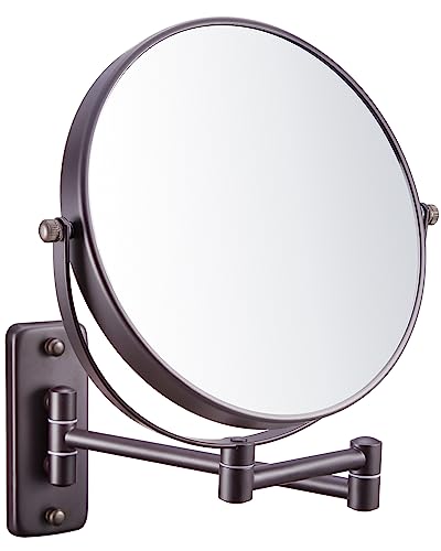 DECLUTTR Wall Mounted Makeup Mirror, 1X/7X Magnifying Mirror, 360° Swivel Double Sided Extendable Bathroom Mirror for Shaving, Bronze