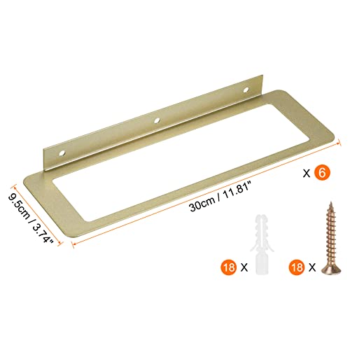 METALLIXITY Wine Rack Wall Mounted, 6pcs Iron Wine Bottle Holder, Liquor Bottle Display Shelf for Kitchen Pantry Bar Wine Cellar, Golden