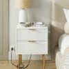AEPOALUA Nightstand with Charging Station,Small Bedside Table with Two Drawers,End Table with Gold Frame,Night Stand,Bedside Furniture,2 Drawer D