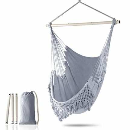 Chihee Hammock Chair Large Relax Hanging Swing Chair Cotton Weave for Superior Comfort Elegant Tassels Creative Metal Strong Spreader Bar 3-secti