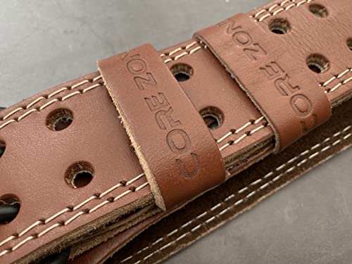COREZONE Genuine Leather 4" Weight Lifting Belt for Men and Woman Gym Belt Lumbar Back Support for Deadlifts Squats Powerlifting Weightlifting He