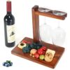 B4Life Countertop Wine Rack with Glass Holder, Wine Caddy with Serving Tray, Wine Tray with Wine Glass Holder, Wine Bottle Racks with Glass Holde