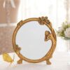 SDFGH Makeup Retro Style European Resin Carved Ornaments Round Antique for Tabletop Bedroom Home Decor