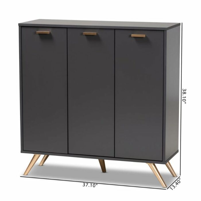 LUKEO Home Hallway Finished Wood 3-Door Shoe Cabinet Home Furniture Storage Cabinet