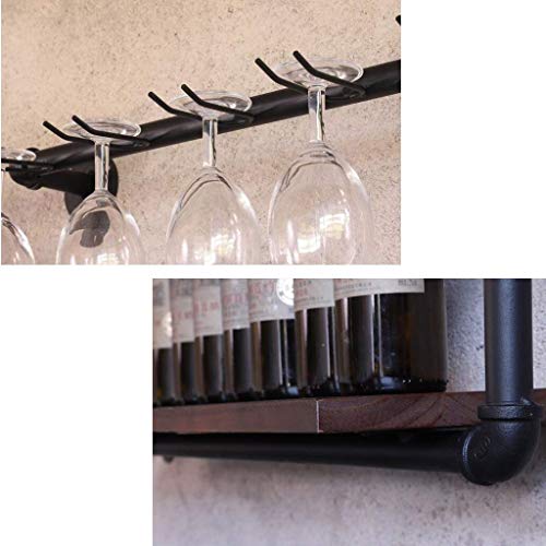 MiroDo Wall Mounted Metal Wine Rack with Wine Glass Holder & Wine Cork Storage Cage Wall-Mounted Vintage Wood Wine & Stemware Display Rack Wine B
