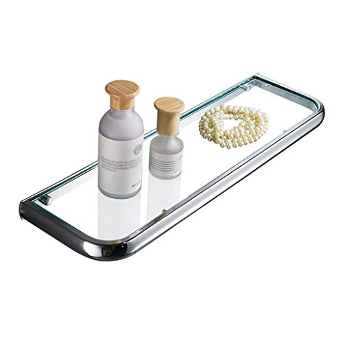 Wall-mounted Glass Shelf Stainless Steel Bathroom Shower Room Storage Rack Easy to Clean Single Layer Kitchen Spice Rack