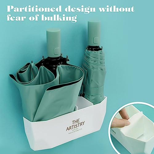 FNBK 2Pcs Wall Mounted Umbrella Holder Rack,Long and Short Umbrella Plastic Stand Rack,White