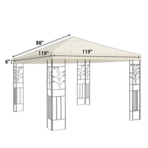 BenefitUSA Replacement 10'X10'Gazebo Canopy top Patio Pavilion Cover Sunshade Polyester Single Tier (Ecru)