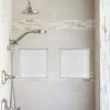 Bernkot Stainless Steel Shower Niche 12" X 12" White Rimless No Tile Needed Recessed Shower Shelf for Bathroom Storage
