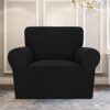 FreeBiz Sofa Covers 1 Seater Elastic Fabric Slipcovers Stretch Couch Slip Cover Plush Protector for Kids Pets Living Room Black