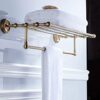 -Shelf,Towel Rack Towel Rack Bathroom Accessories, Brass Retro Double Wall-Mounted Racks, Bathroom European Style Towel Rack Antique Color