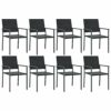 vidaXL Garden Dining Set 9 Piece, Table and Chairs for Patio, Outdoor Lounge Set for Dinner, Dinner Table Set, Modern Style, Poly Rattan and Stee