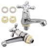 2X Basin Sink Taps Ceramic Lever Traditional Bath Traditional Twin Hot &Cold Tap Pair Chrome