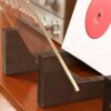 HUSHUI Vinyl Record Storage Holder Stand Rack Wooden CD Display Stand Stackable Modern CD Holder Record Storage Shelf for Displaying 7-12-inch Vi