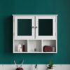 Bath Vida Priano Double Door Mirrored Bathroom Cabinet Storage Shelves Wall Mounted, White