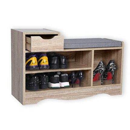 Happy Home Modern Shoe Bench Cabinet, Shoe Storage Racks with Drawer and Seat Cushion for Home, Hallway and Entrance