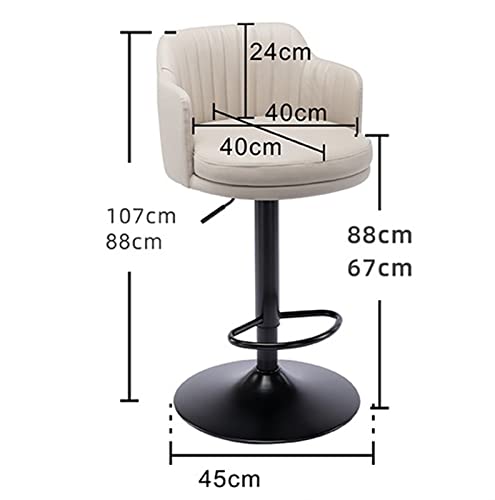 Bar Stools with Back Adjustable Swivel Barstools with Footrest Kitchen Counter Height Dining Chairs Gaslift Metal Legs with Footrest Upholstered