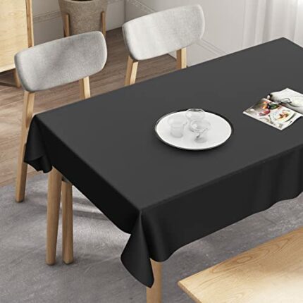 WENYA PVC Tablecloth, 153*213cm Reusable Plastic Tablecloth, Wipeable Clean Plastic Tablecloth Waterproof for Kitchen Picnic Outdoor Indoor(Black