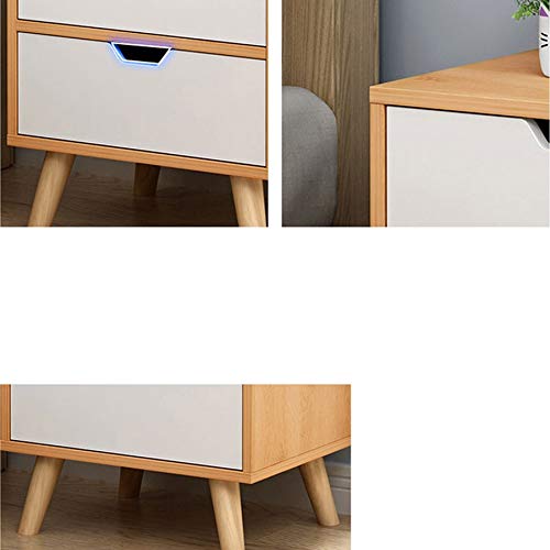 LUKEO Bedroom Bedside Table Locker Side Cabinet Locker, Drawer Small Room Bedside Table Solid Wood Feet