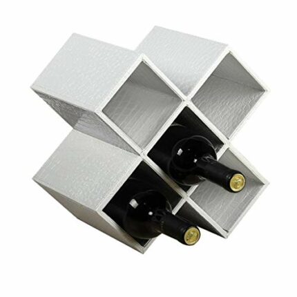 PIBM Iron Wine Holder Solid Wood Folding Wine Racks Foldable Wine Stand Wooden Wine Holder Home Organizer Rack J1111, White
