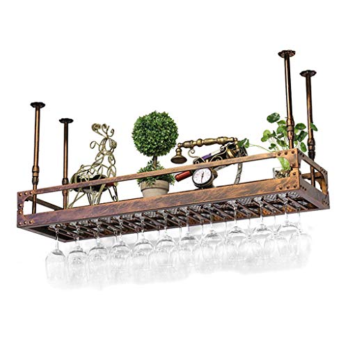 OUSIKA Wine Racks,Ceiling Hanging Shelves Bottle Holder Glass Shelf, Wine Decor Bar Wine Glass Rack, Industrial Retro Decor Wall Mounted Wine Gla