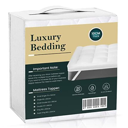Linens World Luxury 10CM Extra Thick Mattress Topper Super King Size with Strong Straps Super King Mattress Toppers Comfortable Superking Mattres