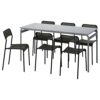IKEA ADDE/GRÅSALA table and 6 chairs, 160 cm, grey grey/black