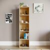 Vida Designs Cambridge 5 Tier Extra Large Bookcase, Oak Wooden Shelving Display Storage & Oxford 5 Tier Cube Bookcase, Oak Wooden Shelving Displa