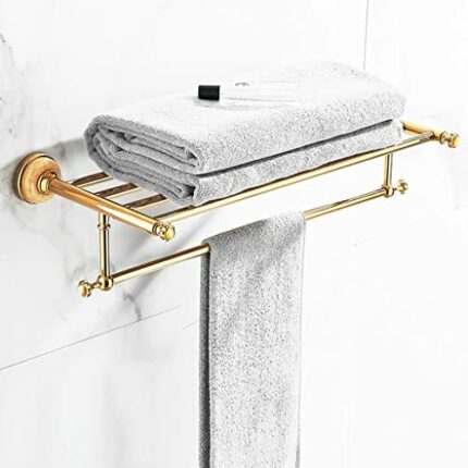 HIGOH Towel Racks,Bathroom Towel Rack Wall Mounted Towel Holder,European-Style All-Copper En Jade Towel Rack,Bathroom Hardware Accessories,Rack T