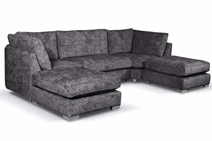 FurnitureInstore - Sofa - Bishop - U Shape - Corner - High Back - Silver - Coal - Truffle (Coal)