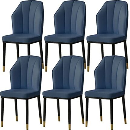 Kitchen Dining Room Furniture Chairs Modern Design Water Proof PU Leather Dining Chairs Set Of 6 Side Chair with Metal Legs for Living Room Bedro