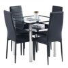 DINGZZ Double-layer Square Tempered Glass Stainless Steel Cylindrical Leg 80 * 80 * 75cm Dining Table Set or 4pcs Dining Chairs