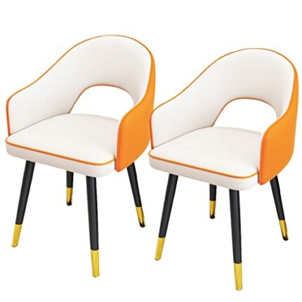 Kitchen Dining Room Furniture Chairs PU Leather Kitchen Dining Chairs Set Of 2 Water Proof Leather Side Chairs with Carbon Steel Legs,Modern High