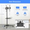 suptek TV Stand on Wheels, Mobile Tall TV Stand with Shelf for Most 21-60 inch Flat Curved TVs, Portable TV Stand Holds up to 35kg, High TV Cart