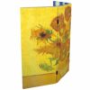 Red Lantern 3 ft. Short Double Sided Works of Van Gogh Canvas Folding Screen Starry Night/Sunflowers 3 Panel Freestanding Partition and Separator