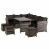 YFYTYG-PX Outdoor Rattan Dining Table, 9 Seat Furniture Sofa Dining Table with Free Rain Cover Black Silk Screen Glass Dark Grey Sofa Cover Ratta