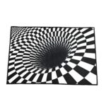 Yoyakie 3D Floor Mats for Home, 3D Vortex Illusion Rug, Black White Geometric Floor Rugs Mat, 3D Visual Optical Floor Mat, Sensation of Falling D