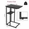 Yusong C Shaped End Table, Small Side Tables Slide Under Sofa Couch Bed, Small TV Tray Bedside Table for Small Spaces, Living Room, Bedroom, Blac