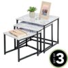 mDesign Set of 3 Nest Tables — Nested End Tables Made of Metal and Wood — Ideal for Use as Living Room Lamp Tables or Bedside Tables — Marble Col